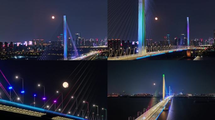 南京江心洲大桥带月亮