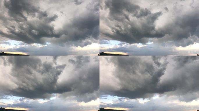 深灰色的云气在空气中引人注目。上天开了一个大口子，从上面一直撑到地上。气候变化环境与天气预报