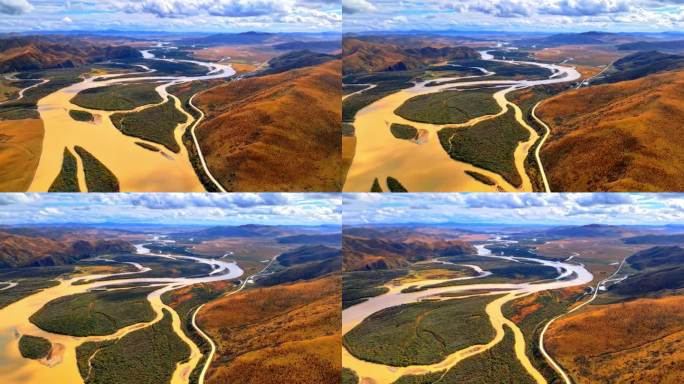 【4k】秋天的黄河光影航拍