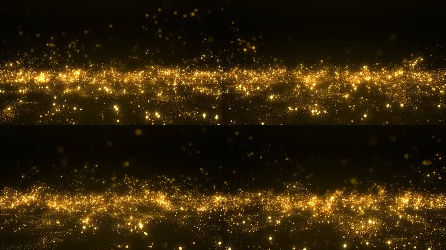 4K金色粒子波浪 粒子海洋 背景视频