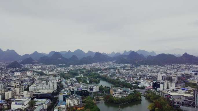 广西桂林航拍 桂林山水城市环境航拍