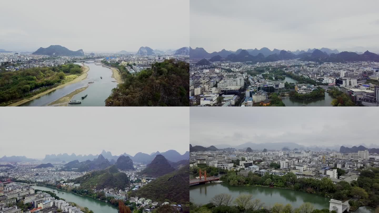 广西桂林航拍 桂林山水城市环境航拍