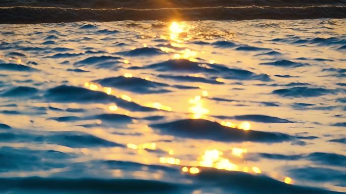日出夕阳水面波光粼粼水海面意境大海波浪