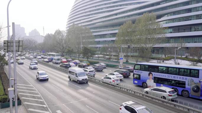 北京车流拥堵上班