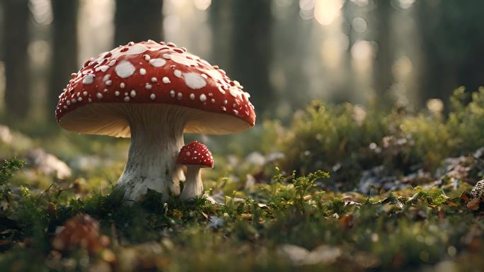 丛林中的毒蘑菇红色
