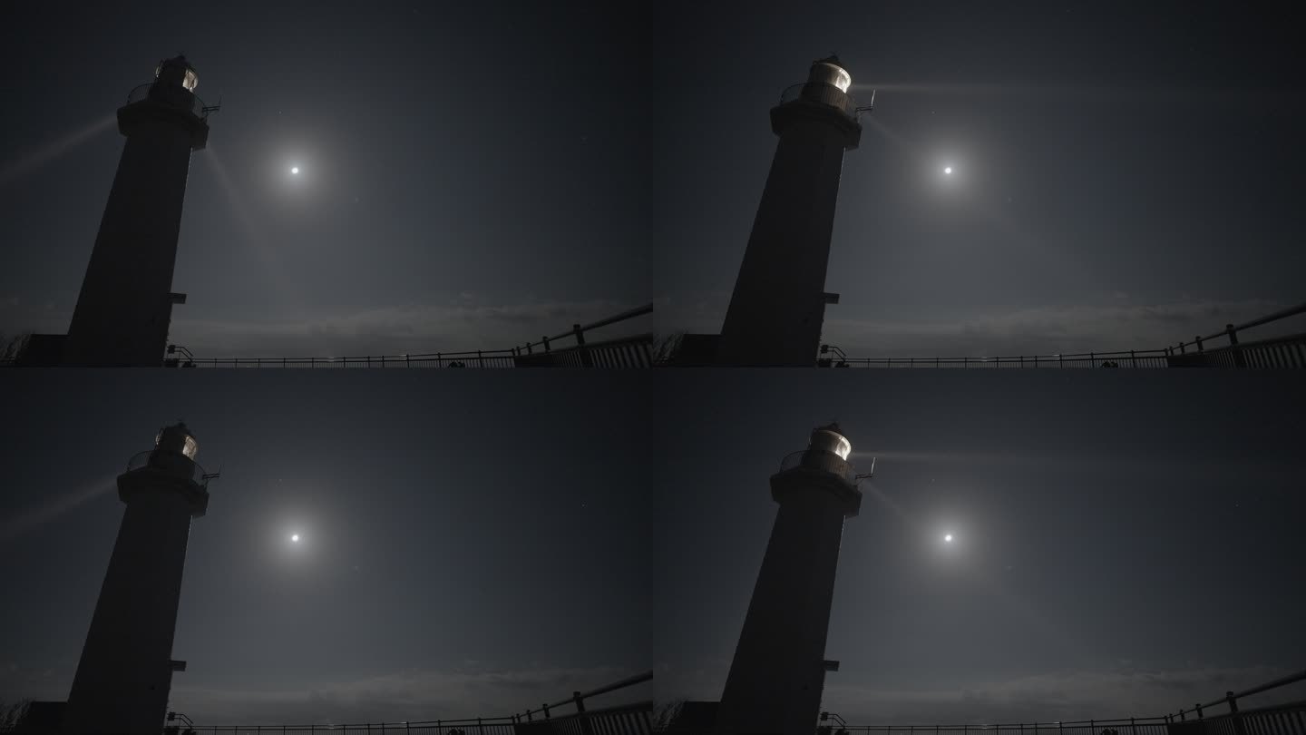 4K SLOG3  夜晚海岸灯塔实拍素材