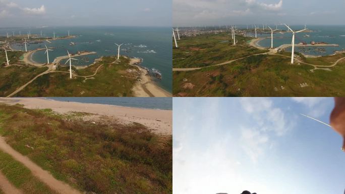 沿海新能源风力发电航拍