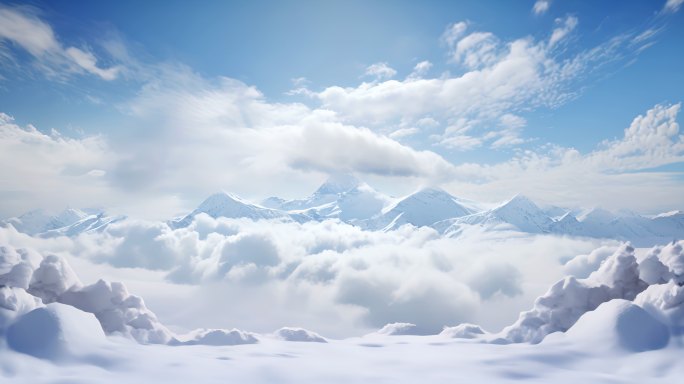 概念背景，云雪和山峰