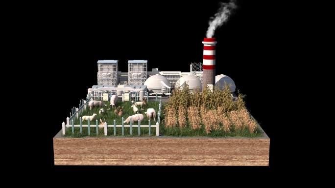 生物甲烷生物能源三维动画正面