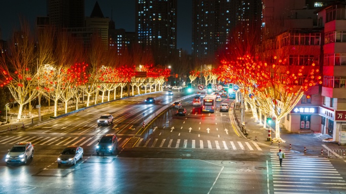 春节节日气氛街道装扮