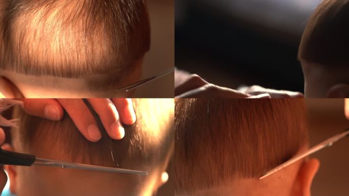 4K幼儿理发剪头发头发造型特写实拍视频