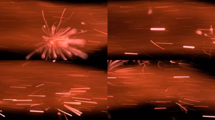 600帧/秒的超级慢动作烟花:火焰喷射，黑色背景