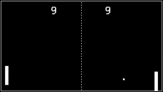 玩家赢得一轮数字复古乒乓球电脑游戏