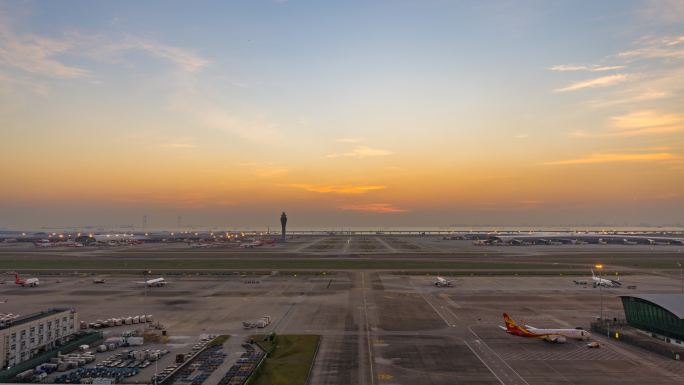 深圳宝安国际机场 日落时空镜头