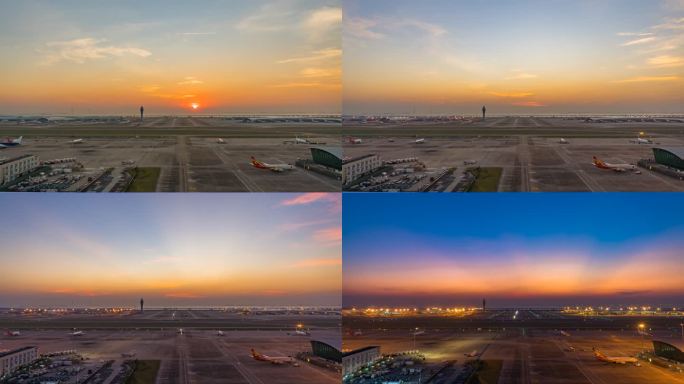 深圳宝安国际机场 日落时空镜头