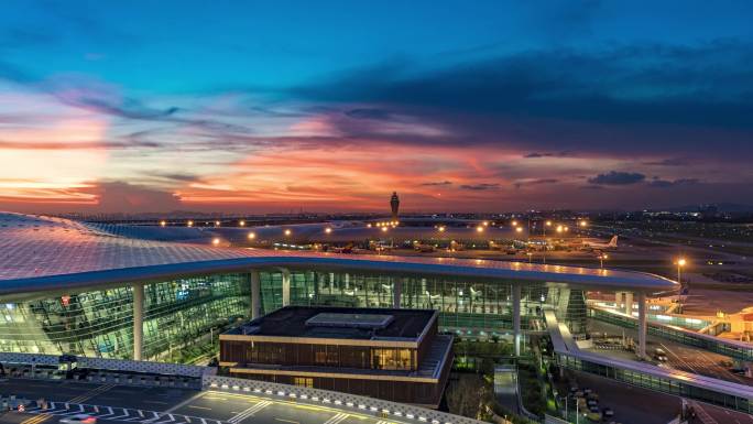 深圳宝安国际机场T3航站楼 绝美晚霞空镜