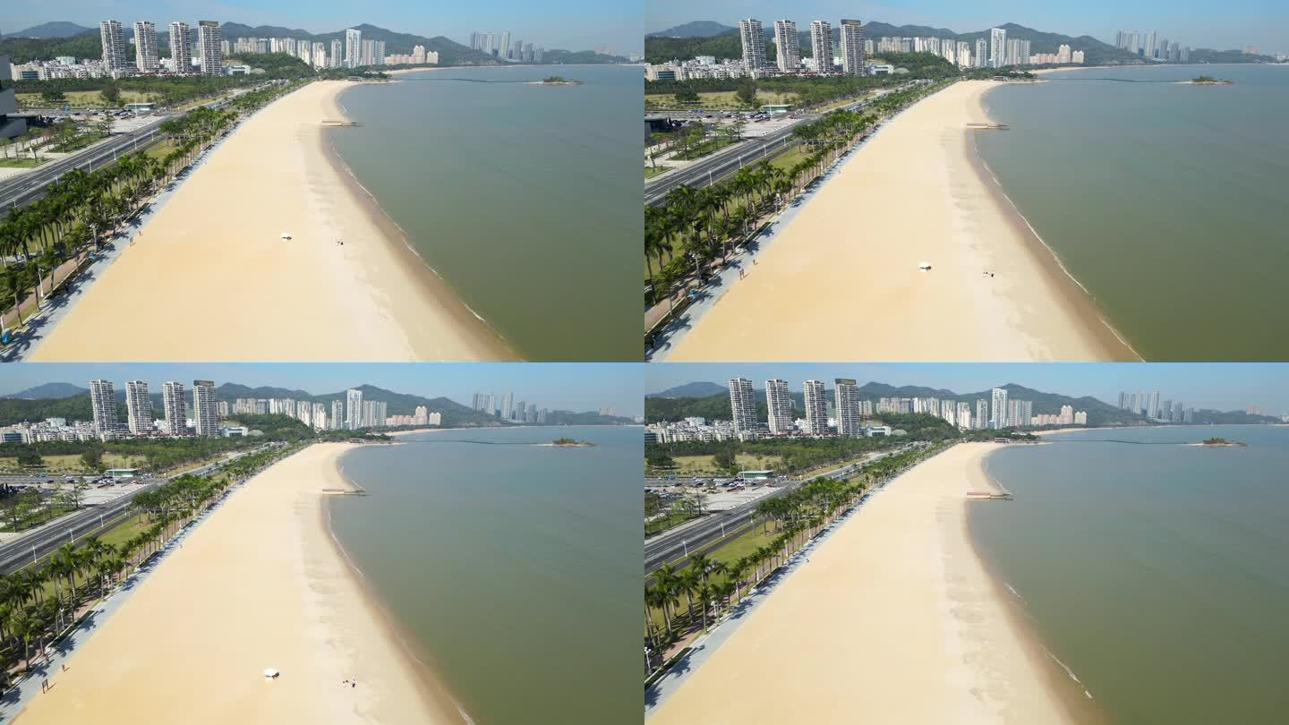 广东珠海海天公园沙滩航拍4K60