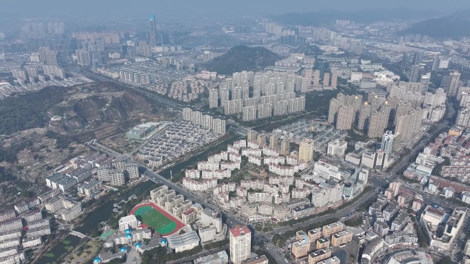 台州温岭城市大景500米高空航拍