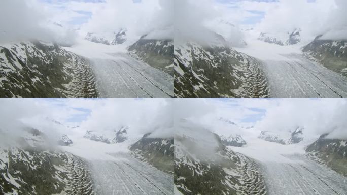 瑞士瓦莱州伯尔尼阿尔卑斯山脉的大阿莱奇冰川