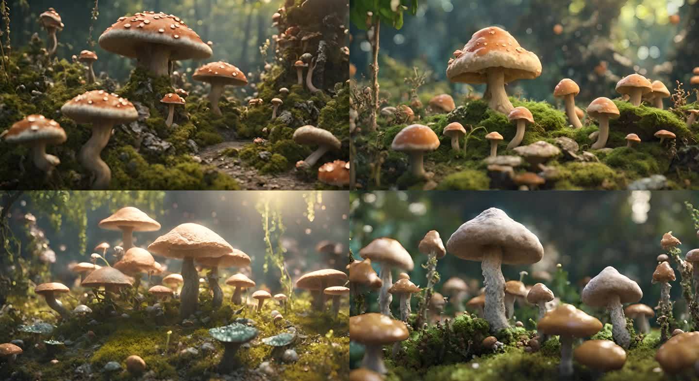 丛林中的蘑菇生长