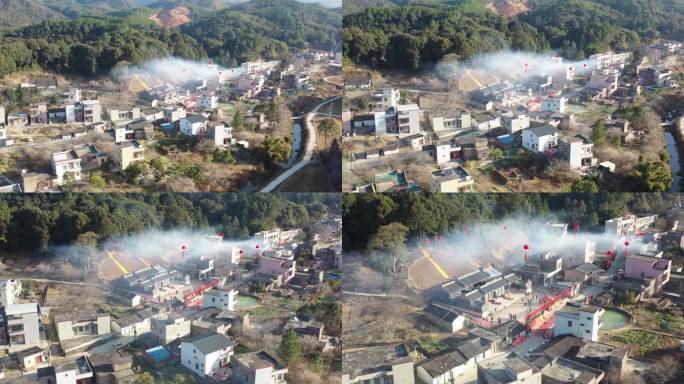 航拍 乡村 非遗 舞龙 祠堂入伙 文化