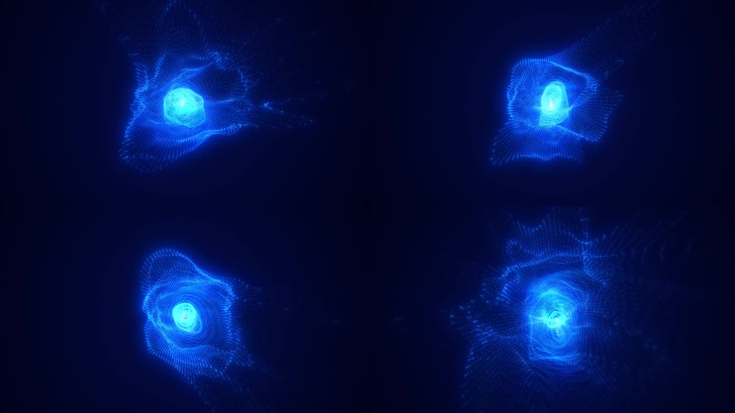抽象的发光环光高科技能量蓝色球体原子能量块从线条的波浪和粒子未来主义，抽象的背景