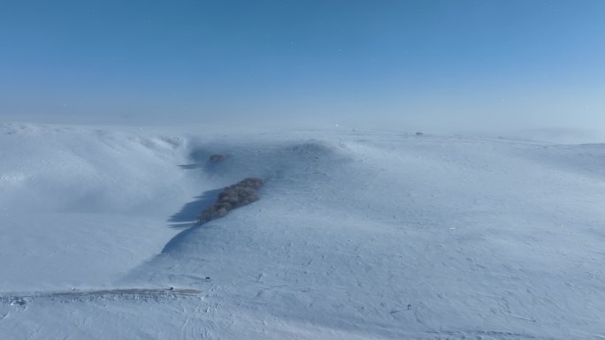 呼伦贝尔草原冬季风景茫茫雪原草原雪景