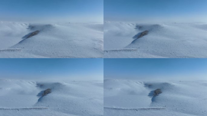 呼伦贝尔草原冬季风景茫茫雪原草原雪景