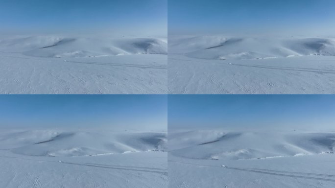 呼伦贝尔雪景航拍白雪覆盖的草原牧场