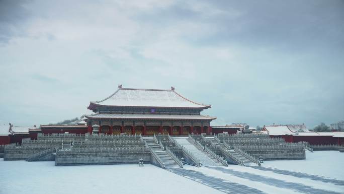北京故宫北京中轴线冬天雪景鸟瞰小景全集