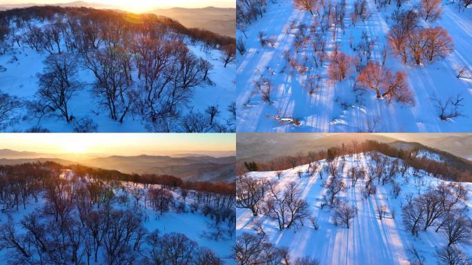 东北冬天吉林长白山雪景日出