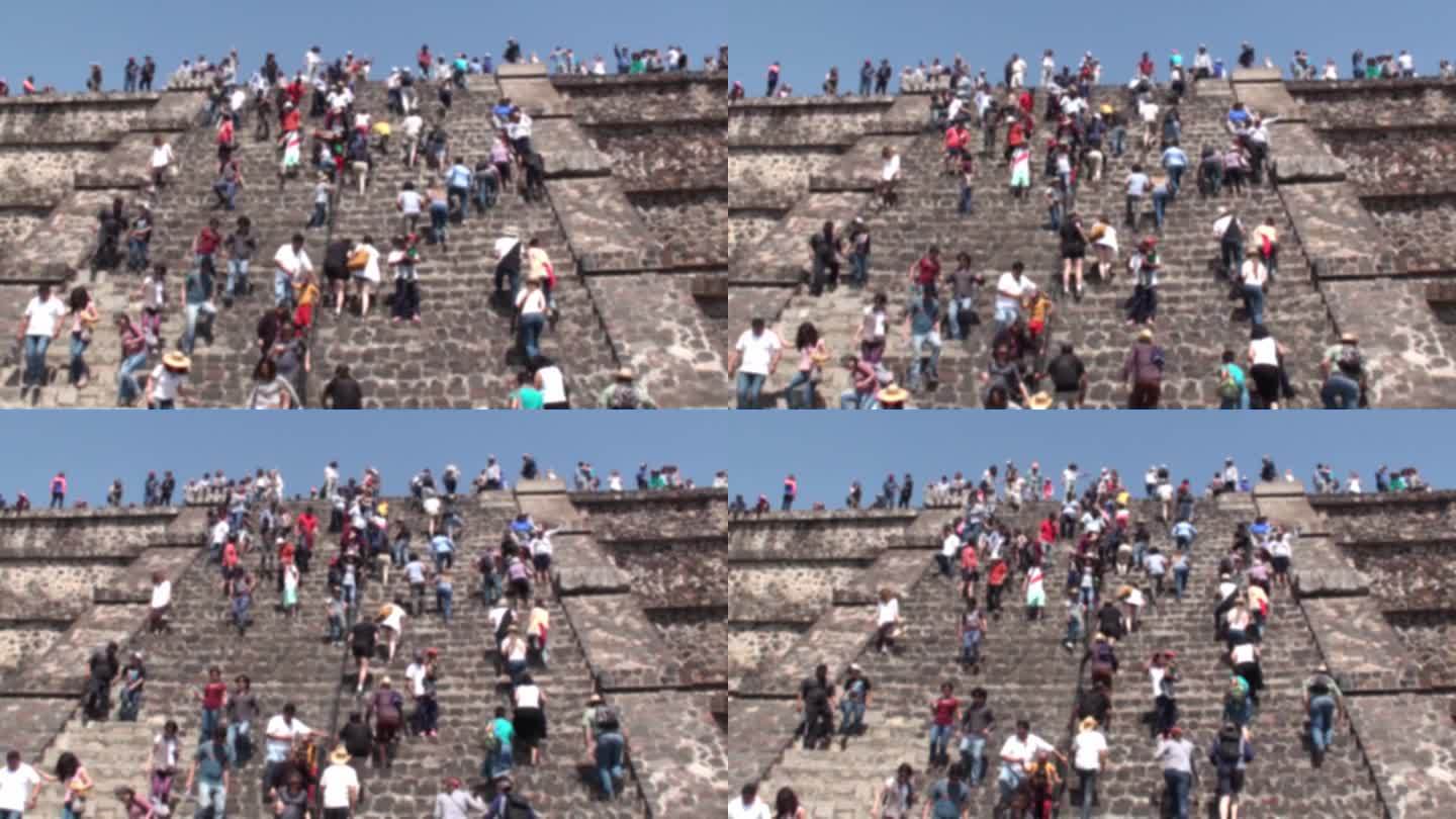 特奥蒂瓦坎金字塔墨西哥，金字塔的月亮，视频，金字塔，阶梯南美，天空