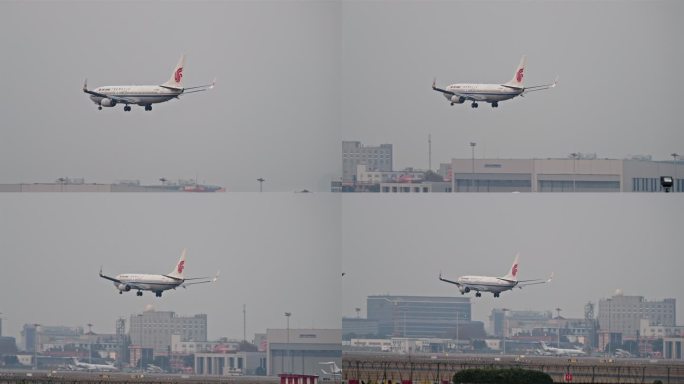 8K国际航空公司飞机飞进虹桥机场