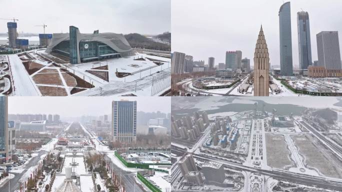 银川中阿之轴团结路冬季雪景