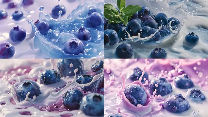 牛奶蓝莓素材