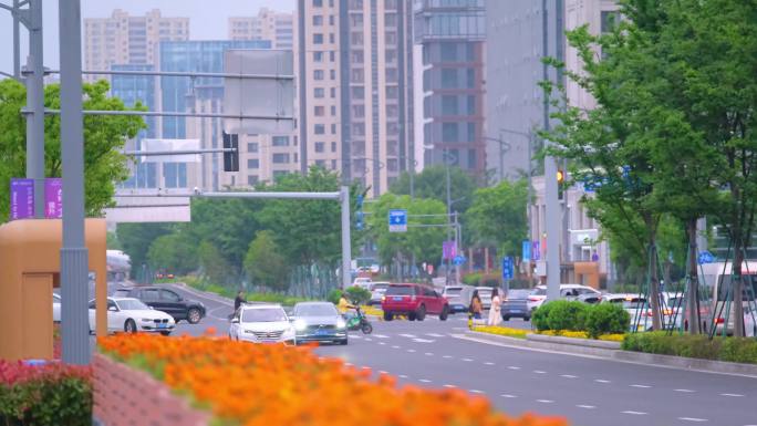 城市马路街道街头街景上班下班高峰期汽车车