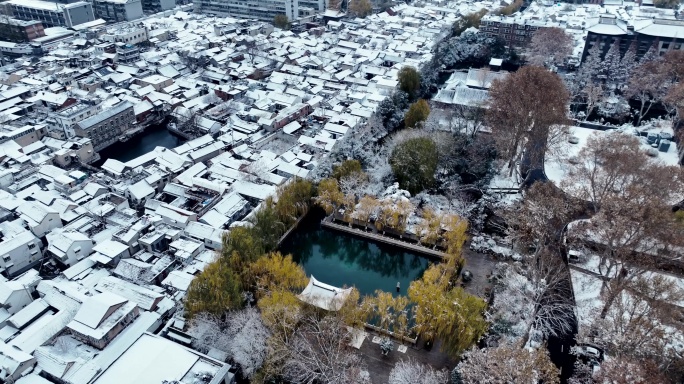 济南珍珠泉雪景航拍