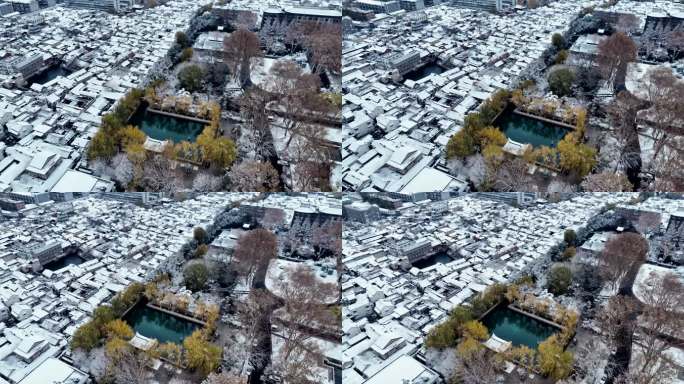 济南珍珠泉雪景航拍