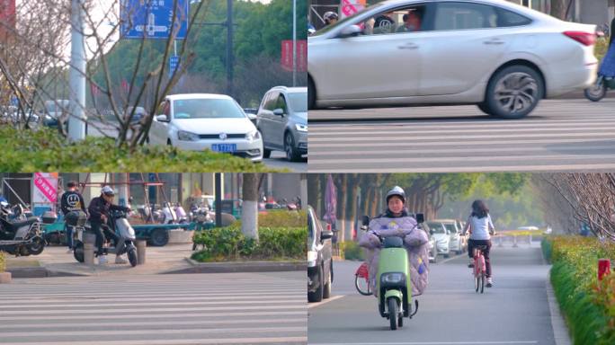 忙碌城市马路上班下班高峰期车流人流城市景