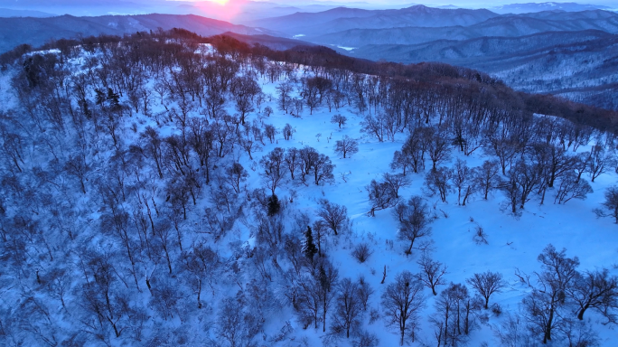 东北冬天吉林长白山雪景雾凇