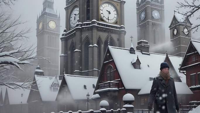 AI冬日雪景 寒冷 雪背景