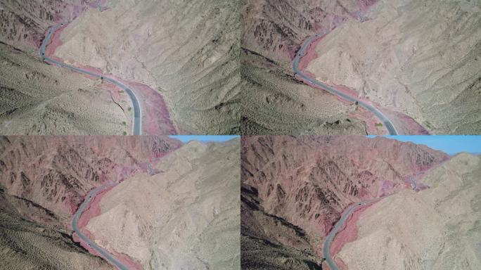 宁夏中卫66号公路和侵蚀地貌航拍视角