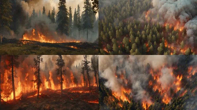 森林火灾 大火烧山 森林防火 消防宣传