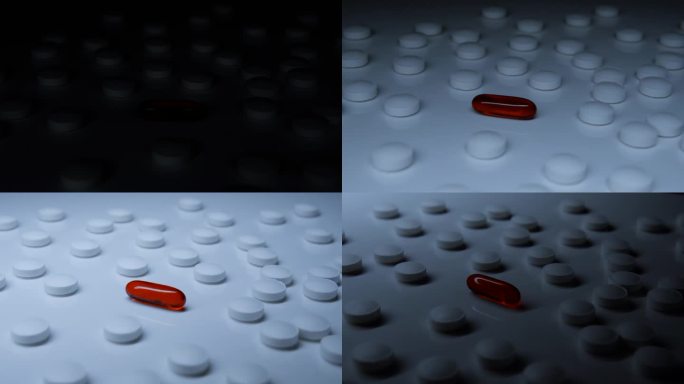 一粒红色胶囊，软性明胶外壳，放置在圆形药丸中，更有效的药物，增加了活性物质的剂量