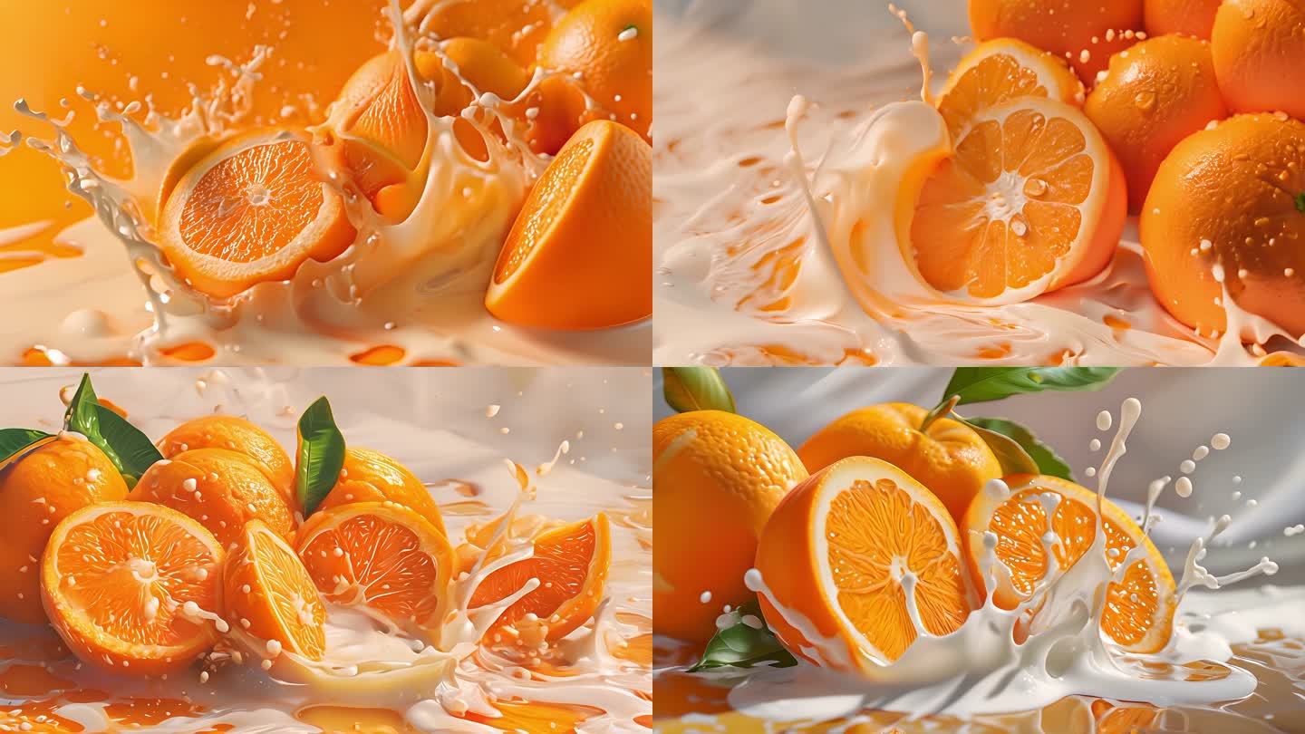 牛奶橙子素材