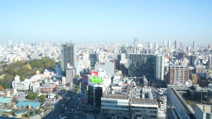 延时摄影:从日本的安野春景鸟瞰大阪市
