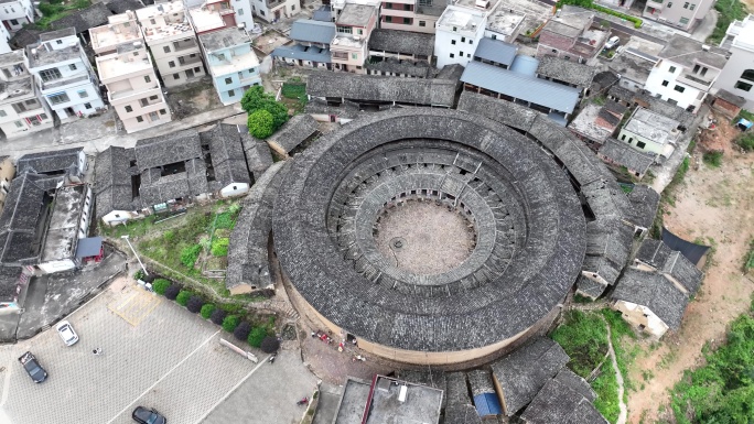 梅州大埔县花萼楼航拍土楼古建筑广东古民居