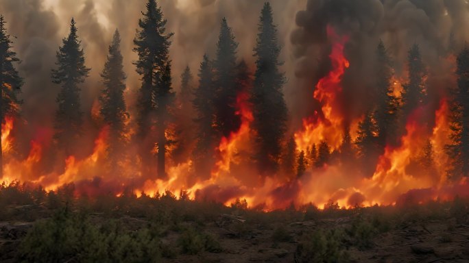 森林火灾 大火烧山 森林防火 消防宣传