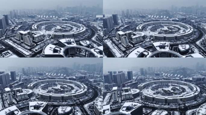 齐鲁软件园雪景航拍