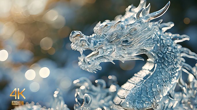 冰龙 中国龙 冰冻的 冰雕艺术打造CG